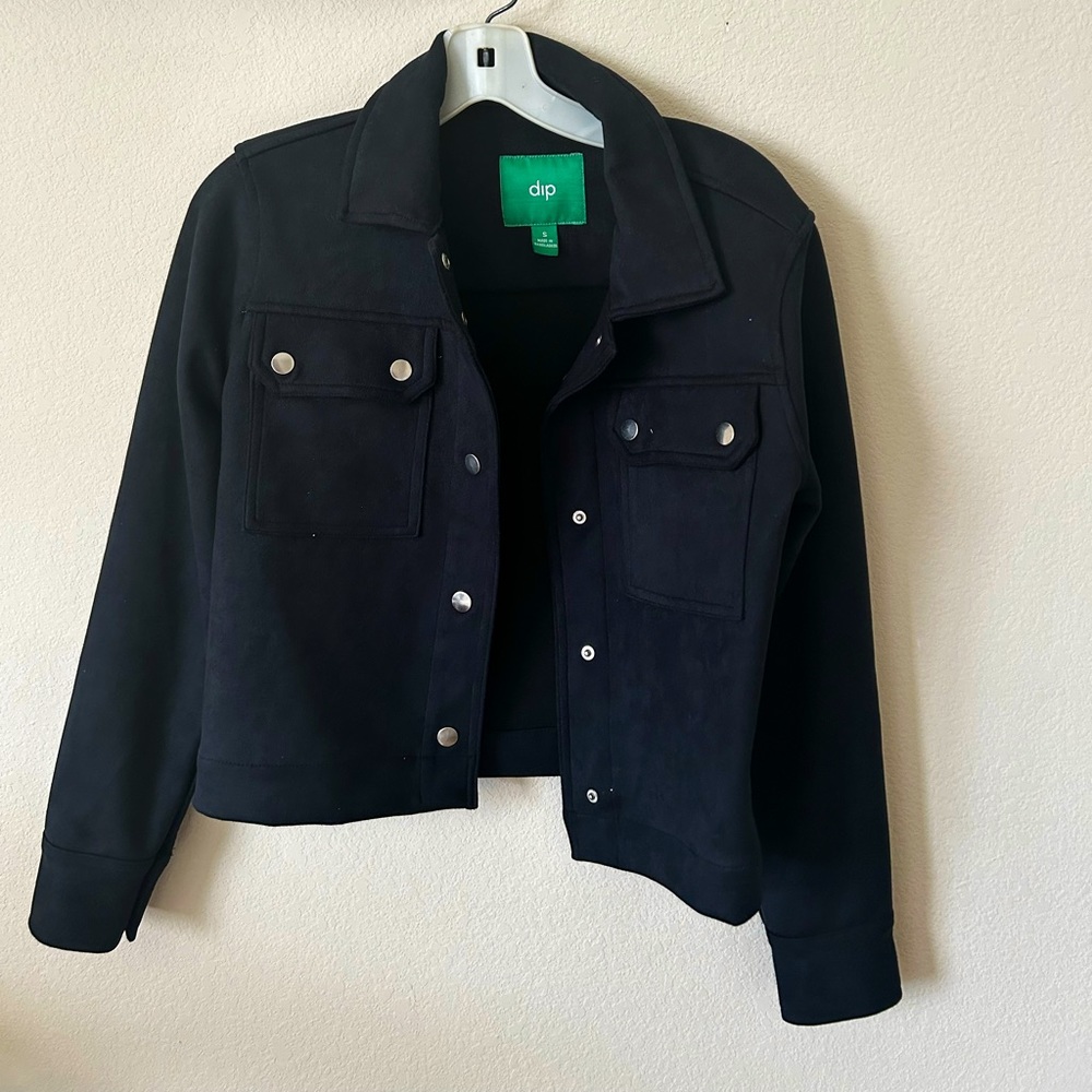 Navy Faux Suede Jacket